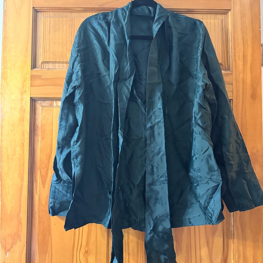 COS Dark Green blouse with ties